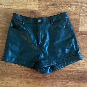 Black “faux” leather shorts